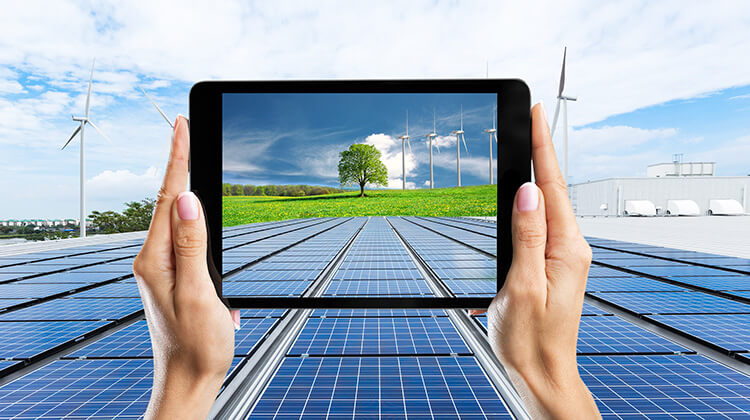 co2-offset-services-solar-panel-with-tablet